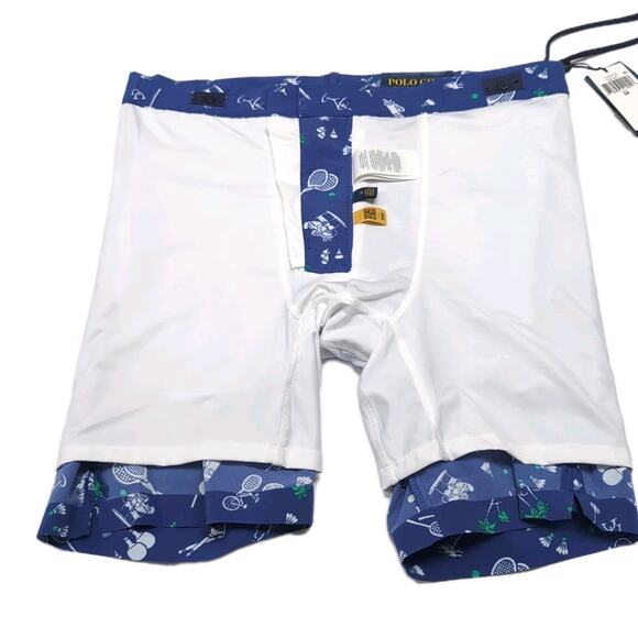 Polo Ralph Lauren Golf Shorts Mens 34 Blue Print Tailored Fit Built In Liner NWT - Picture 4 of 16